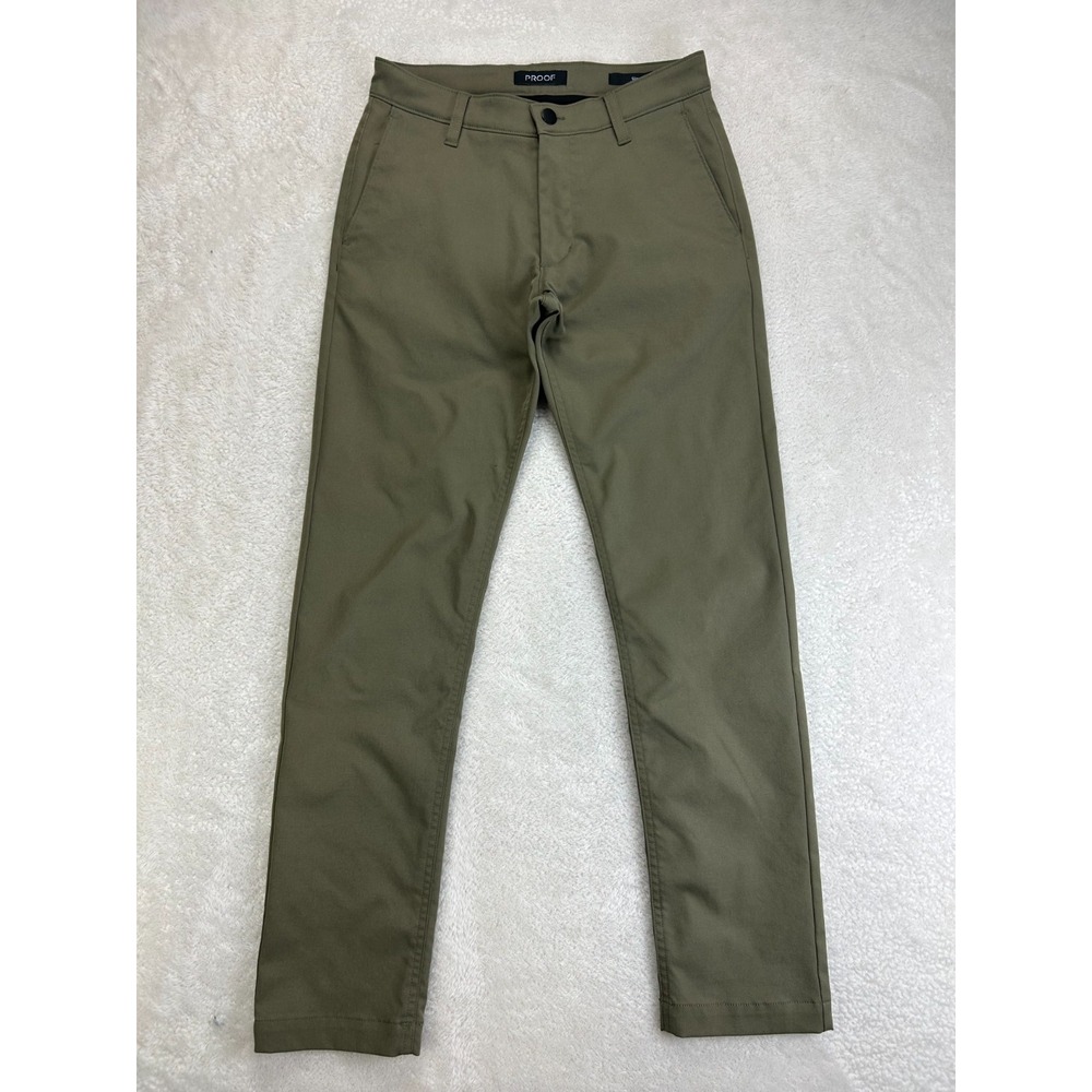 Proof Nomad Performance Chino Pants Mens 28 Olive Green Slim Fit Breathable